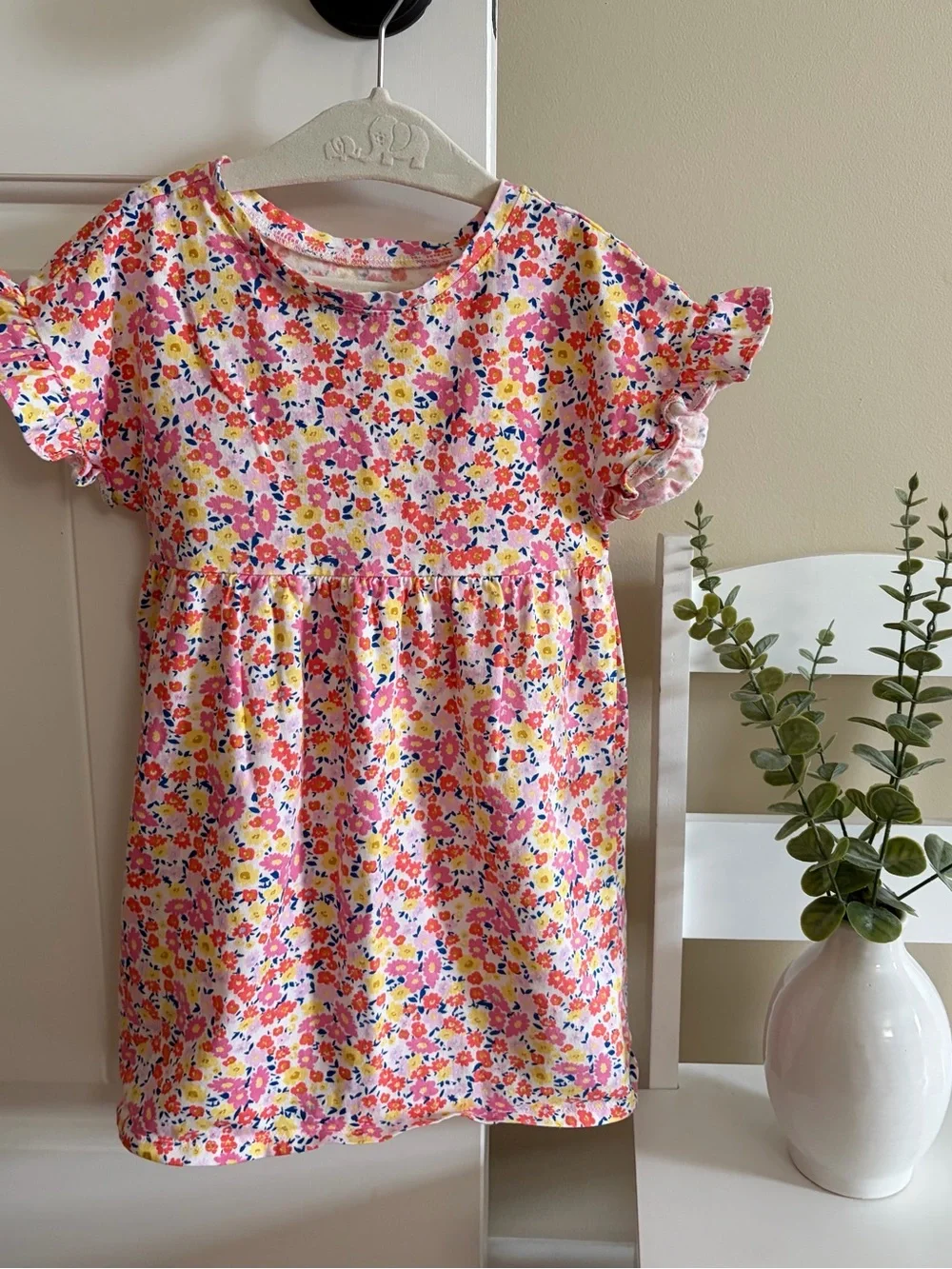 Old Navy Pink Floral Short Sleeve Dress for Girls
